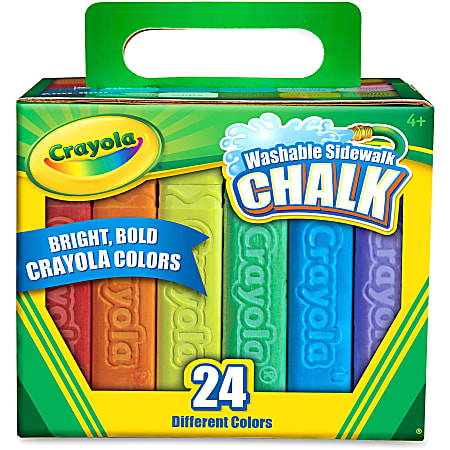Crayola® Washable Sidewalk Chalk, 4", Assorted Colors, Box Of 24 Pieces