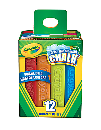 Crayola® Washable Sidewalk Chalk, 3/8", Assorted Colors, Box Of 12