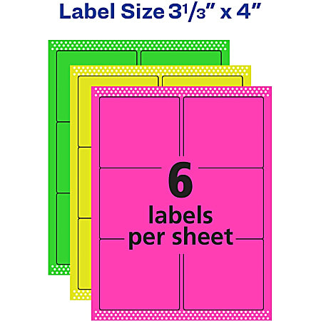 Avery® Removable Laser/Inkjet Organization Labels, AVE6482, 3 1/3
