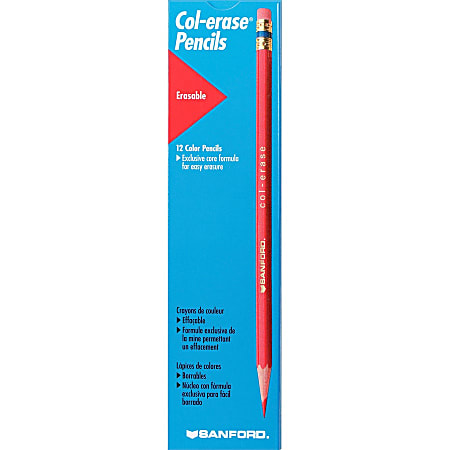 Col-Erase Pencil with Eraser, 0.7 mm, 2B, Carmine Red Lead, Carmine Red  Barrel, Dozen, ART & DRAWING MEDIUMS 