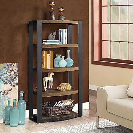 Whalen Santa Fe Audio Tower Shelving Unit, Espresso/Warm Ash