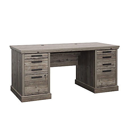 Sauder Aspen Post 65 W Executive Computer Desk Pebble Pine