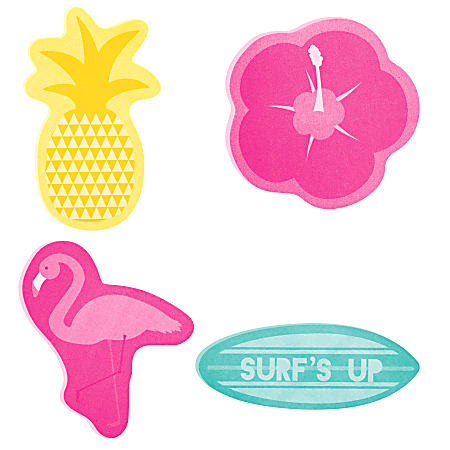 Post-it® Mixed Design Super Sticky Notes Tropical Surf, 3" x 3", Assorted Colors, Pack Of 2 Pads