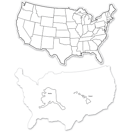 Creativity Street Large USA Maps Whiteboard, 12" x 8", White, Pack Of 10