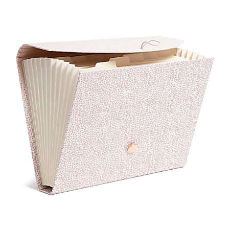 U Brands® 13-Pocket Expandable File, 8-1/2" x 11", Pink/White