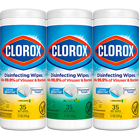 3-Pack of 35-Count Clorox Wipes on sale for $5 at Office Depot