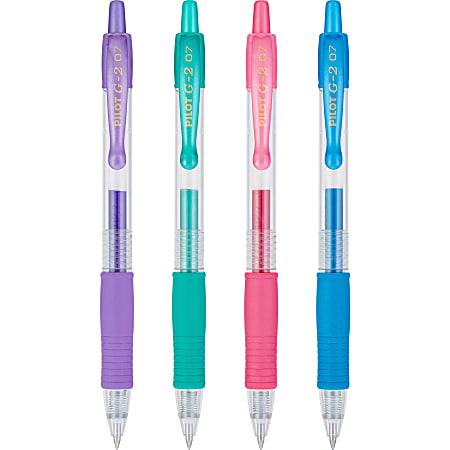 Pilot G2 Harmony Gel Pens Fine Point 0.7 mm Clear Barrels Assorted Ink Pack  Of 4 pens - Office Depot
