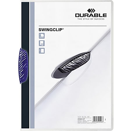 DURABLE® SWINGCLIP® Report Cover - Letter Size 8 1/2" x 11" - 30 Sheet Capacity - Punchless - Vinyl - Dark Blue Clip