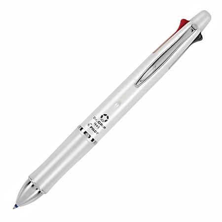 Pilot® Dr. Grip 4+1 Multifunction Ballpoint Pen And Pencil, Fine Point, 0.7 mm, White Barrel, Assorted Color Ink