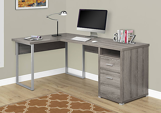 Monarch Specialties 79 W L Shaped Corner Desk With 2 Drawers Dark