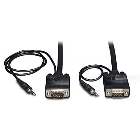 Eaton Tripp Lite Series VGA High-Resolution RGB Coaxial Cable with Audio (HD15 and 3.5mm M/M), 10 ft. (3.05 m) - P504010