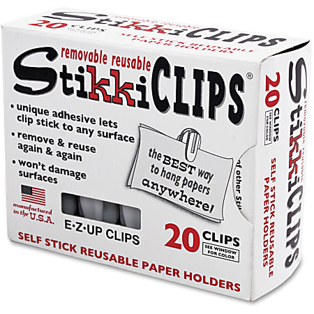 Advantus StikkiClips Adhesive Clips - for Paper, Notes, List, Artwork, Project, Schedule - 20 / Pack - White