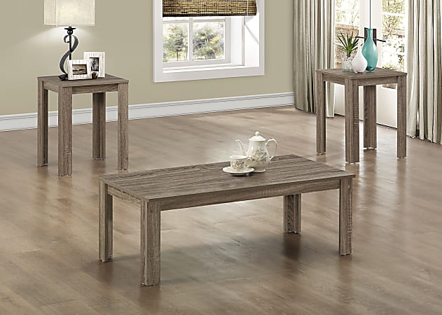 Monarch Specialties 3-Piece Coffee Table Set, Rectangle, Dark Taupe