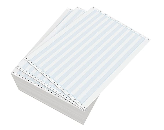 Domtar Continuous Form Paper, Unperforated, 14 7/8" x 11", 18 Lb, 1/2" Blue Bar, Carton Of 3,000 Forms