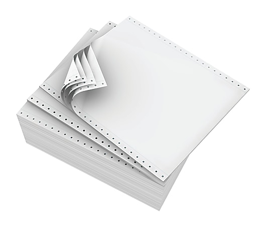 Domtar Continuous Form Paper, 4-Part, Carbonless, 9 1/2" x 11", White, Carton Of 900 Forms