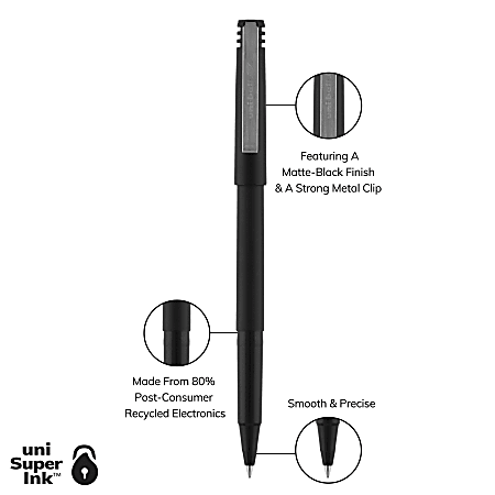 Commandez Stylo Uniball Roller, pointe micro 0.5 mm, vert
