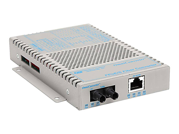 Omnitron OmniConverter FPoE/S - Fiber media converter - 100Mb LAN - 10Base-T, 100Base-FX, 100Base-TX - RJ-45 / ST multi-mode - up to 3.1 miles - 1310 nm