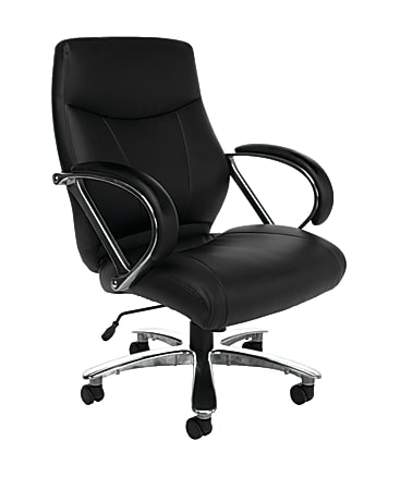 OFM Avenger Big And Tall Mid-Back Chair, Black/Chrome