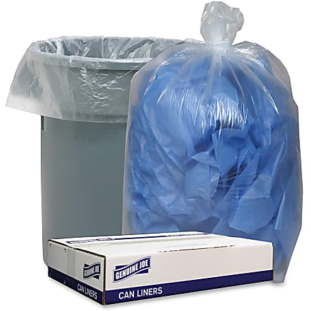 Genuine Joe Low Density Can Liners - 60 gal Capacity - 38" Width x 58" Length - 1.75 mil (44 Micron) Thickness - Low Density - Clear - 100/Carton - Recycled