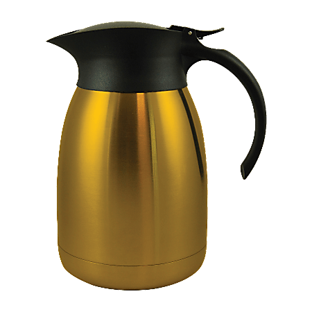 Genuine Joe® Classic 5-Cup Stainless-Steel Vacuum-Insulated Carafe, Gold/Black