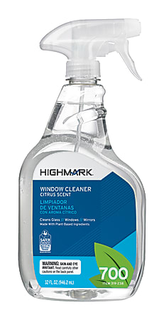 Highmark® Citrus-Scented Window Cleaner, 32 Oz Bottle, Case Of 12