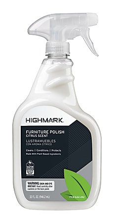 Highmark® Furniture Polish Cleaner, Citrus Scent, 32 Oz Bottle, Case Of 12