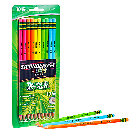 Dixon Neon Wood Case Color Pencils Presharpened 2 Lead Pack of 10