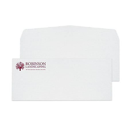 Gummed Seal, Stationery Envelopes, 4-1/8" x 9-1/2",  1-Color Raised Print, Custom #10, 24 lb. White Laid, Box Of 250