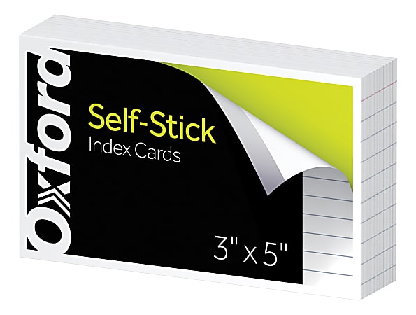 Oxford® Self-Stick Index Cards, 3" x 5", Ruled, White, Pack Of 100 Cards