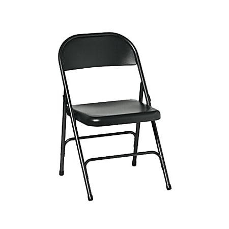 OfficeMax Steel Folding Chairs, 4-Pack, Charcoal Black