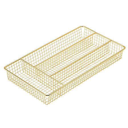 Better Houseware Brass Cutlery Tray, Gold, Small