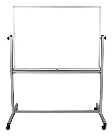Luxor Double-Sided Magnetic Mobile Dry-Erase Whiteboard, 48" x 36", Aluminum Frame With Silver Finish