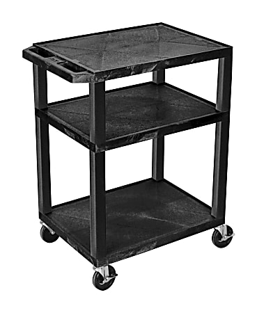 H. Wilson Luxor Tuffy 3-Shelf Cart, 24"W x 18"D, Black