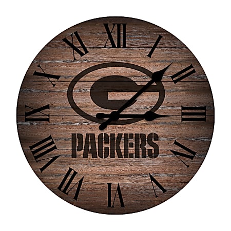 Imperial NFL Rustic Wall Clock, 16”, Green Bay Packers