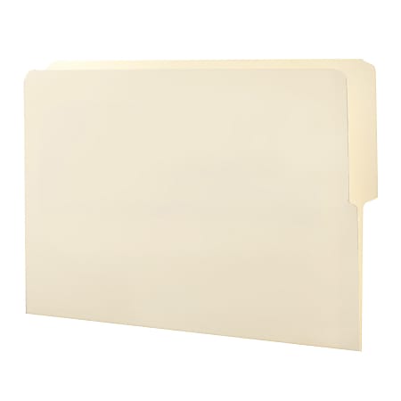 Smead® File Folders With Reinforced End Tabs, 1/2-Cut Top Right, Letter Size, Manila, Box Of 100