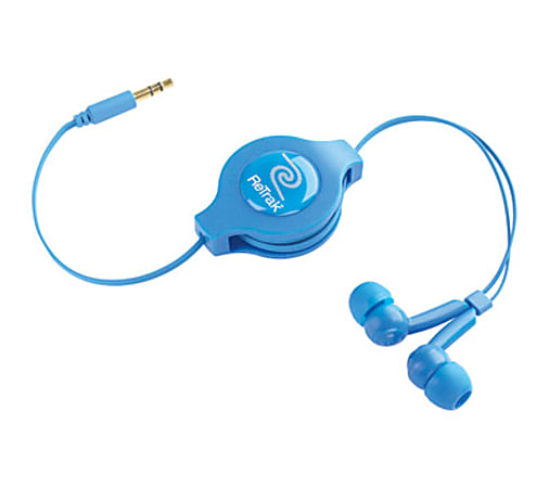 ReTrak Retractable Blue Earbuds
