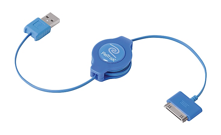 Emerge Retractable Blue iPod, iPhone, iPad USB Cable