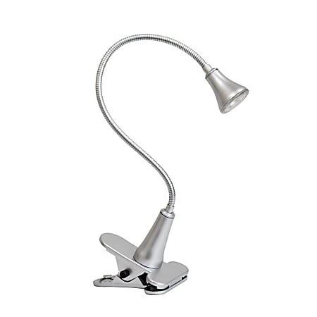 Simple Designs Gooseneck Clip Light Desk Lamp, Adjustable, Silver