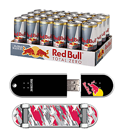 Red Bull 24pack 8.4oz Total Zero Energy Drink & 8GB Red Camo USB SkateDrive