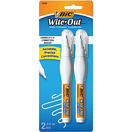 Bic Wite-Out Shake 'n Squeeze Correction Pen, 8 mL, White