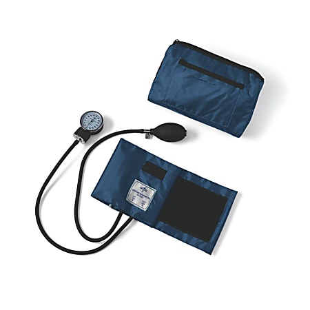 Medline Compli-Mates Handheld Aneroid Sphygmomanometer, Adult, Navy Blue