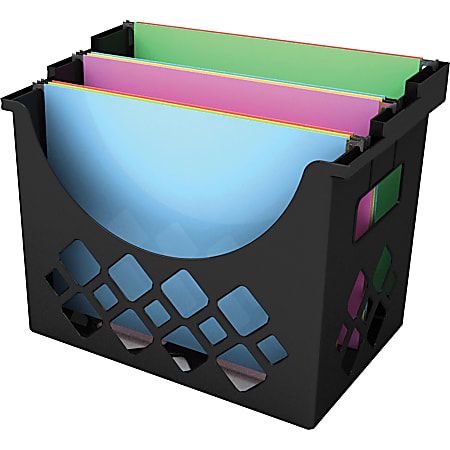Deflecto Sustainable Office Desktop Hanging File Holder, 9.6"H x 13.3"W x 8.5"D, Desktop, Recycled, Black, 1Each