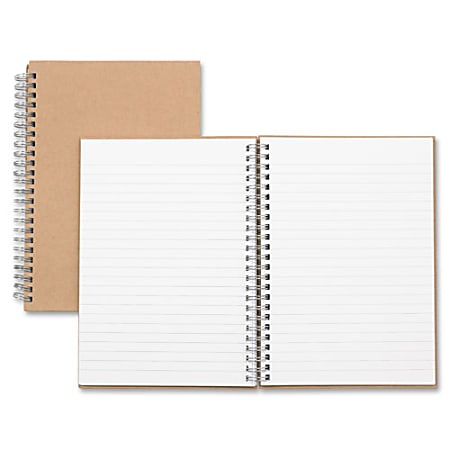 Nature Saver Hardcover Twin Wire Notebooks - 80 Sheets - Wire Bound - 0.25" Ruled - Ruled - 22 lb Basis Weight - 8 1/4" x 5 7/8" - Brown Cover - Kraft Cover - Hard Cover, Heavyweight, Micro Perforated - Recycled - 1Each