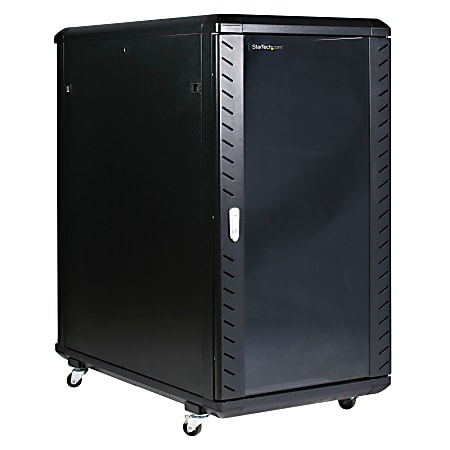 StarTech.com 22U 36in Knock-Down Server Rack Cabinet with Caster - Store your servers - network and telecommunications equipment securely in this 22U solid steel rack - Compatible with standardized rack-mountable equipment such as servers