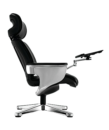 Eurotech Nuvem Bonded Leather High Back Lounge Chair With Ottoman Black Aluminum
