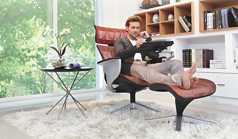 Eurotech Nuvem Bonded Leather High Back Lounge Chair With Ottoman