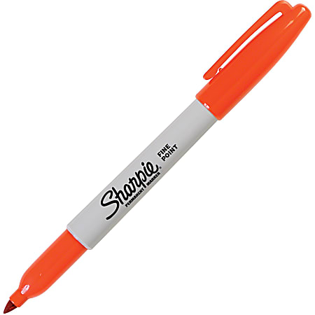 Sharpie Pen Style Permanent Marker Fine Point Orange Ink Pack Of