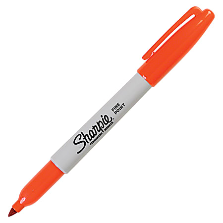 Sharpie Pen Style Permanent Marker Fine Point Orange Ink Pack Of