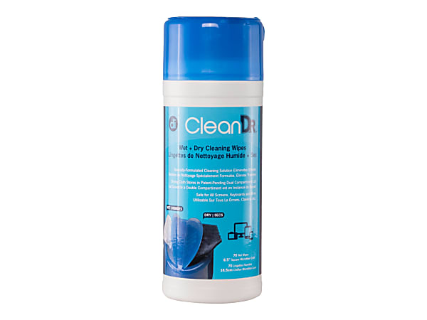 Digital Innovations CleanDr Wet/Dry Streak-Free Wipes, 70-pack