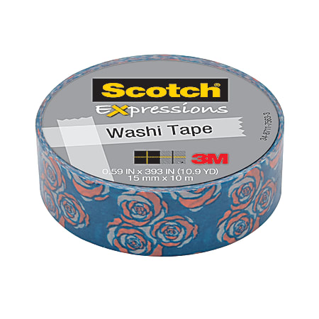 Scotch® Expressions Washi Tape, 5/8" x 393", Vintage Rose